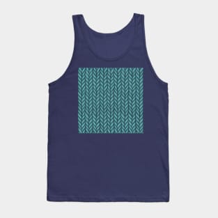 Teal Winter Knit Pattern Drawing Tank Top